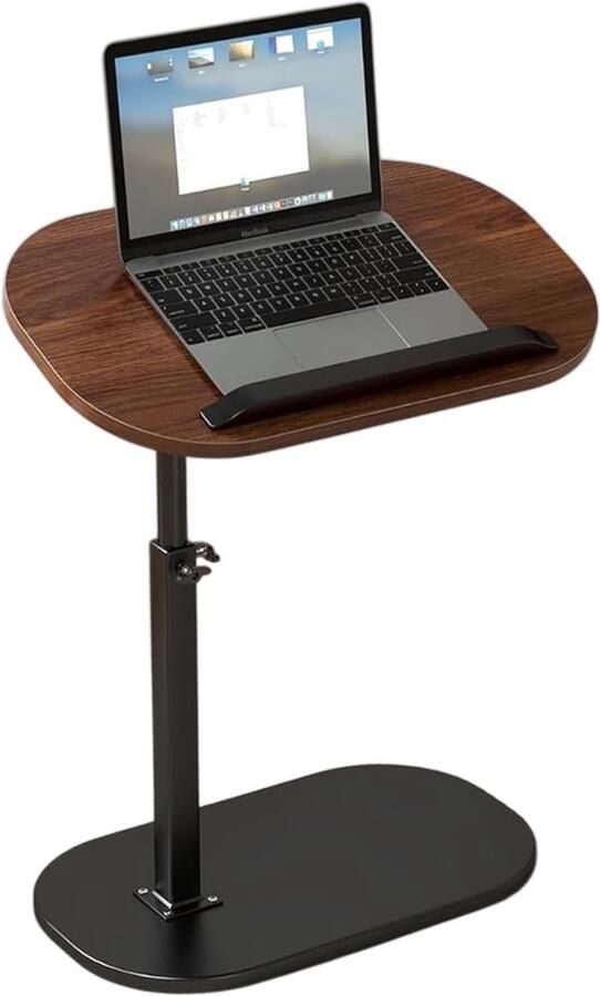 Topmelon Bijzettafel Verstelbare Bedtafel C-vorm Tafeltje Laptoptafel Banktafel Bedtafel Koffietafel Bruin 30 x 40 cm (L x B) - Foto 2