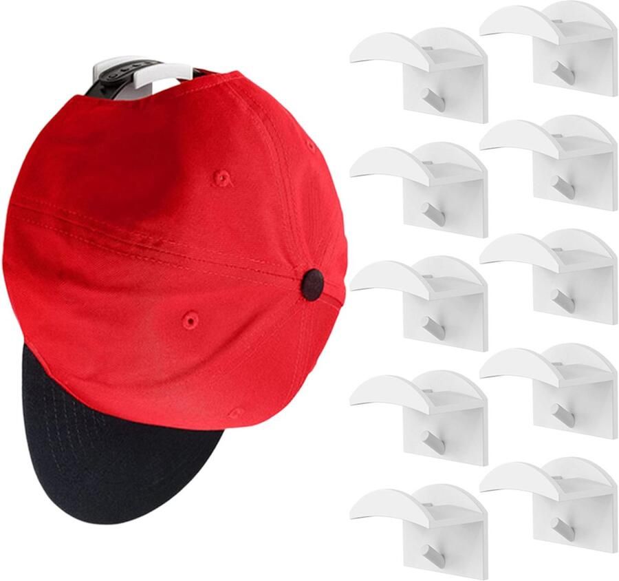 Topmelon Caprack set van 10 zelfklevend –Cap Rack- Petjeshouder Hoeden Opberger – cap rack opbergsysteem – kledingrek