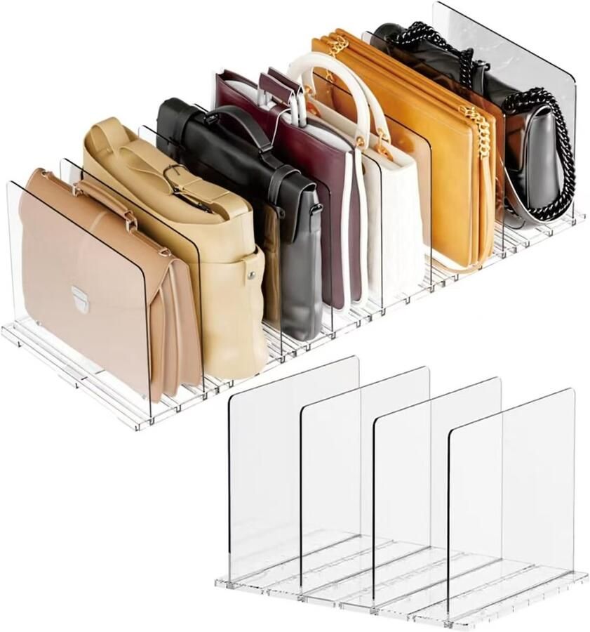 Topmelon Plankverdeler kledingkastorganizer- Acryl Planken Verdelers Kledingkast Divider -Garderobe met 4 Spacers -Transparante