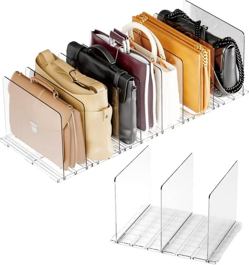 Topmelon Plankverdeler kledingkastorganizer- Acryl Planken Verdelers Kledingkast Divider -Garderobe met 4 Spacers -Transparante