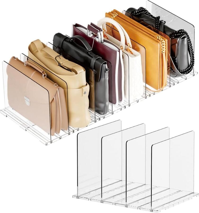 Topmelon Plankverdeler-kledingkastorganizer-Organizer voor Kleding-Kledingkast Divider -Garderobe met 4 Spacers Slaapkamer Keukenkasten-Transparante