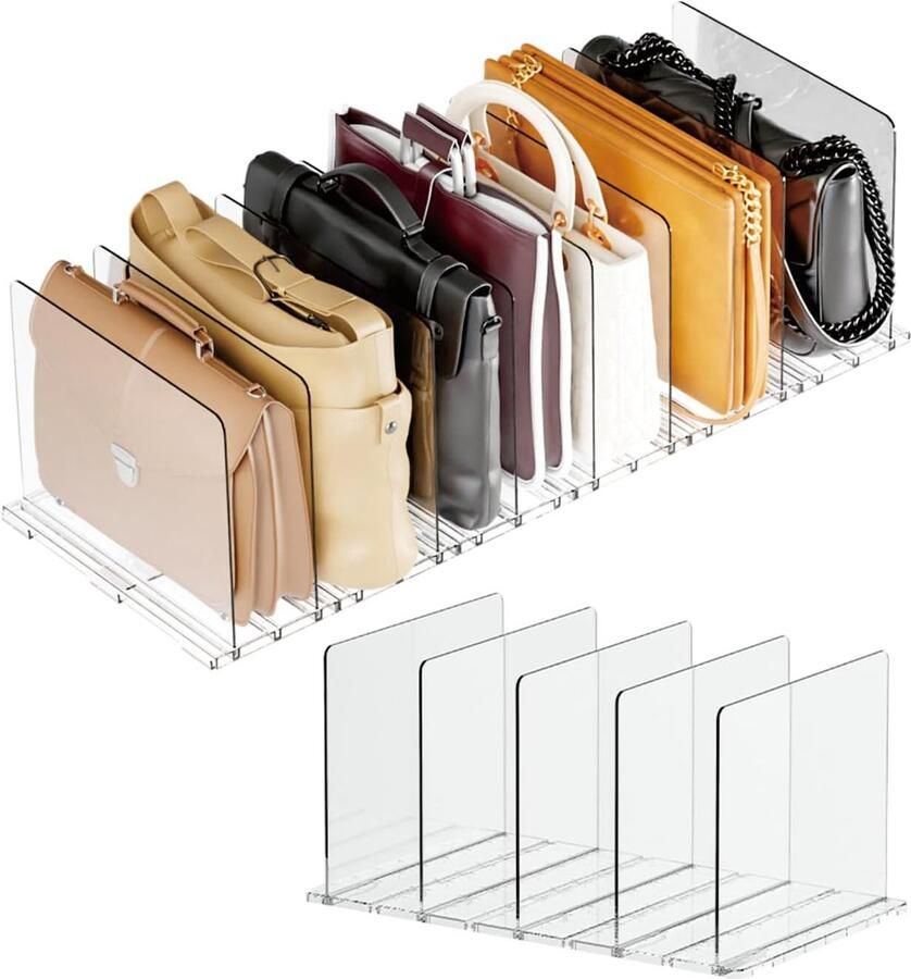 Topmelon Plankverdeler-kledingkastorganizer-Organizer voor Kleding-Kledingkast Divider -Garderobe met 5 Spacers Slaapkamer Keukenkasten-Transparante