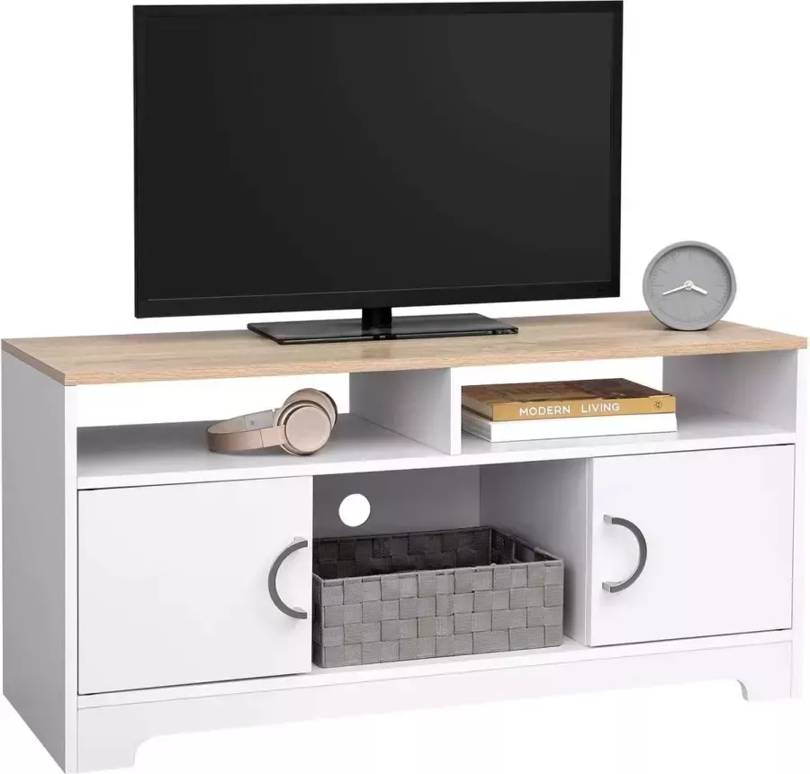 Topquality VASAGLE tv-meubel tv-meubel lowboard woonkamer slaapkamer eenvoudige constructie met melamine coating eenvoudig te reinigen 105 x 42 x 52 cm wit-natuurlijk LTC03WN