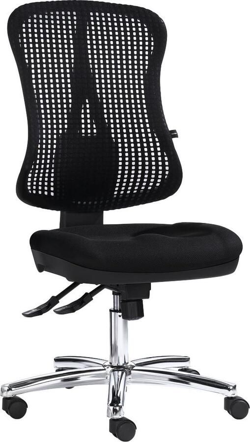 Topstar bureaustoel HEAD POINT synchroonmechanisme zonder armleuningen hoge rugleuning met 3D-gaas Kuipzitting