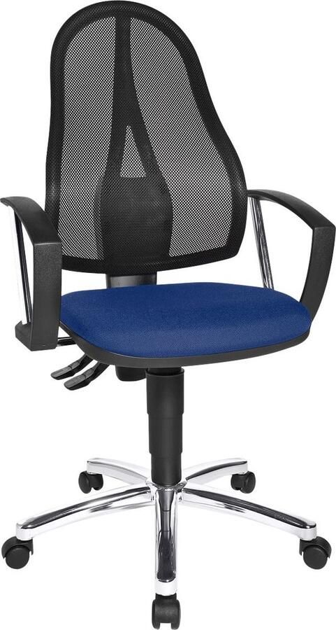 Topstar bureaustoel Point Net permanent contact met armleuningen verstelbare gazen rugleuning div. kleuren