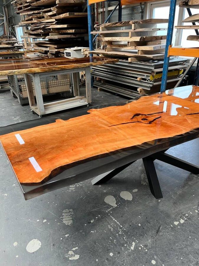 TopTafels Epoxy Eettafel vergadertafel NIEUW (smoke epoxy)