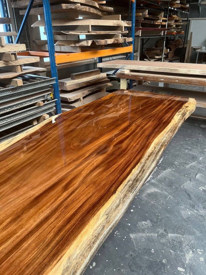 TopTafels Tropische hout Epoxy eettafel vergadertafel 500x120cm