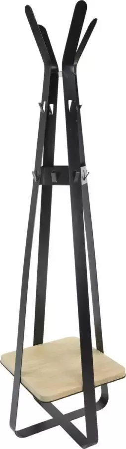 Torna Design Driller Kapstok vrijstaand Met 12 haken 45x45x160 cm Zwart Staal Eiken