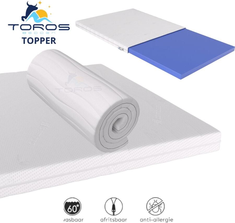 Toros Bedden Topdek Matras Topper Hybride Bamboo Deluxe XXL 90x200 9 cm dik Actie!!!!
