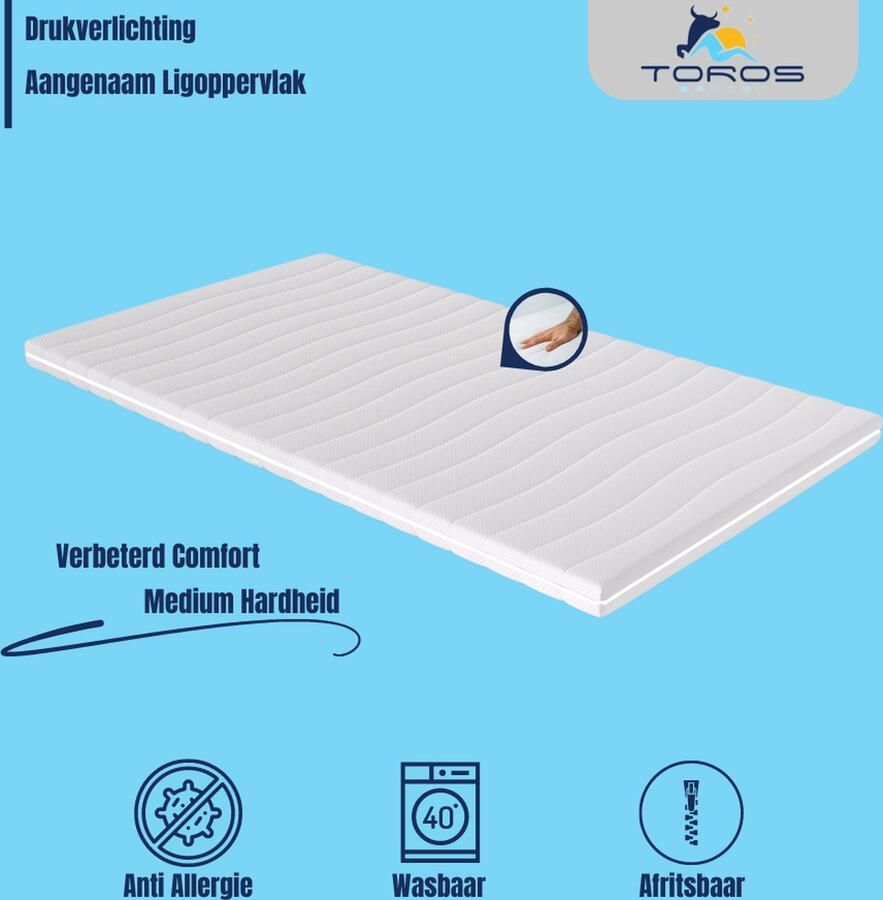 Toros Bedden Topmatras Bamboo 180x200 Topper Matras HR Koudschuim Hybrid Topdekmatras 9cm Orthopedisch 4 Seizoens Topper Hotel XL Anti Bacterieel Gratis Retour 180x200