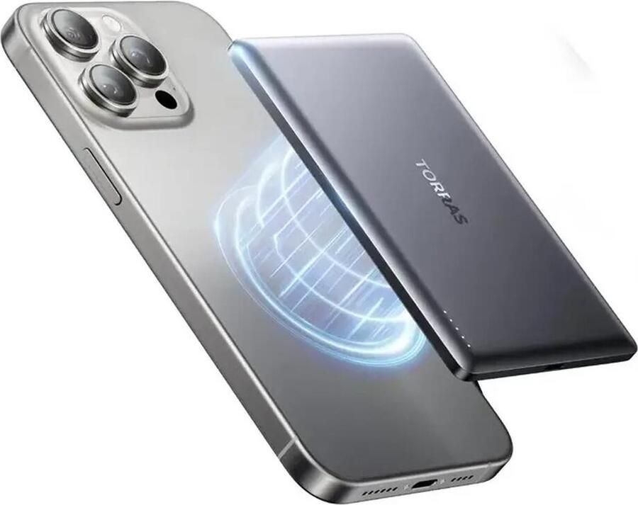 Torras MiniMag 5.000 mAh MagSafe Powerbank Reisformaat Donkergrijs