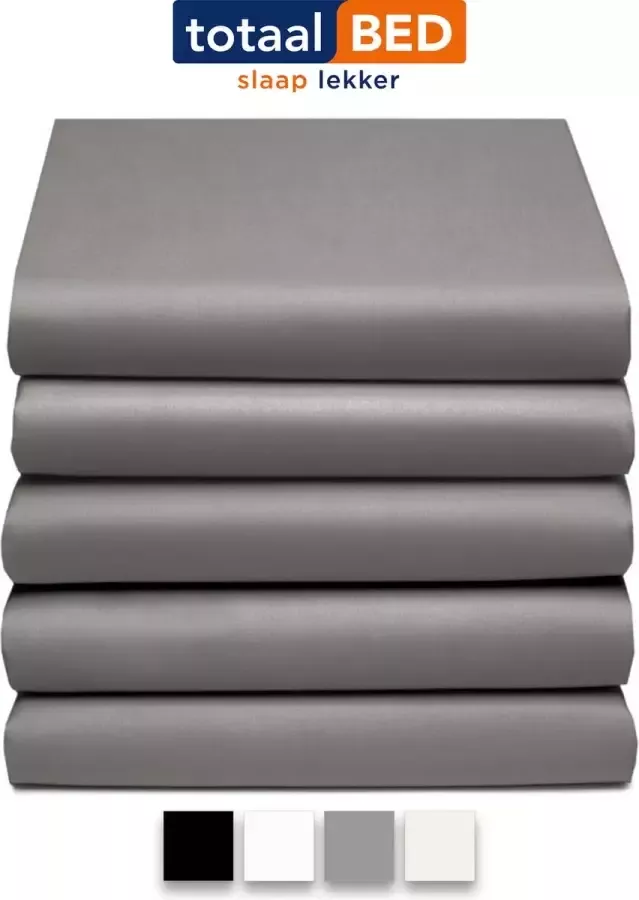 TotaalBED Hoeslaken 180x220 Antraciet 100% Katoensatijn voor matras & topmatras