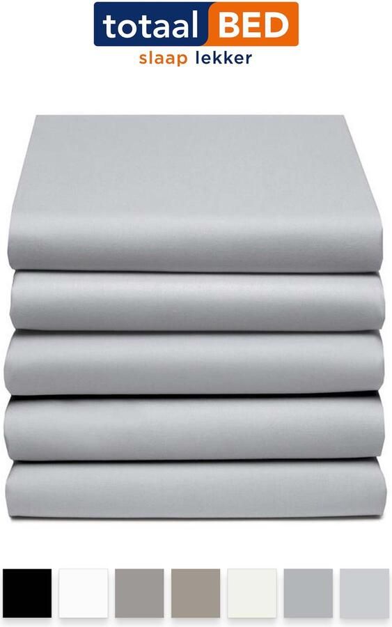 TotaalBED Hoeslaken topmatras of matras licht grijs 160x200 100% katoen satijn