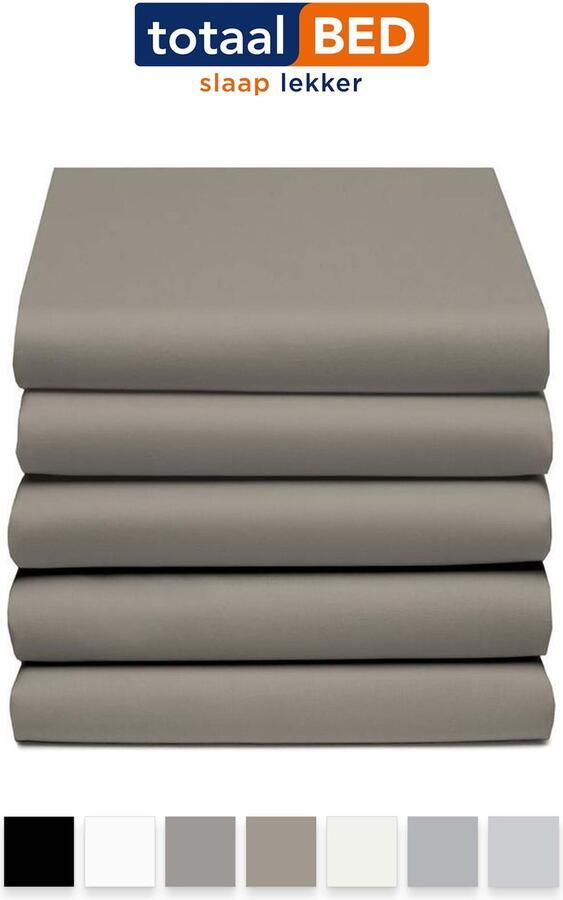 TotaalBED Hoeslaken topmatras of matras taupe 160x220 100% katoen satijn