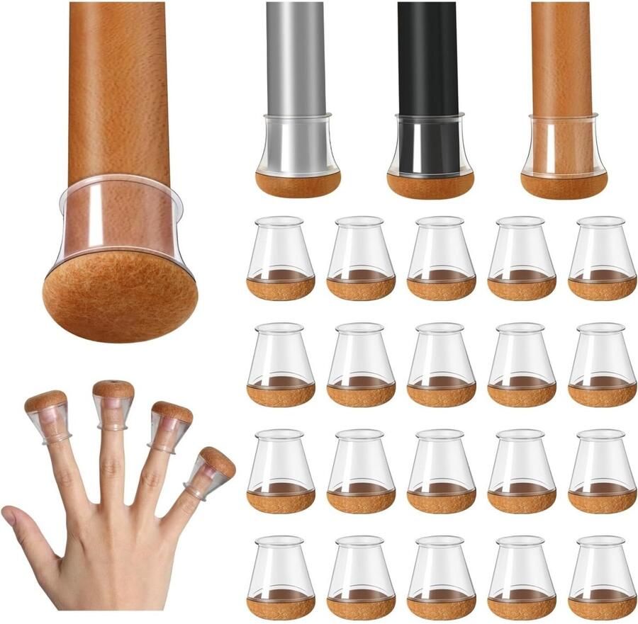 Tovbmup 20 stuks Beschermhoezen Stoelpootbeschermers Viltwikkeling Geschikt voor keukenstoelen eetkamerstoelen woonkamerstoelen pianostoelen 3 5*3 2 cm
