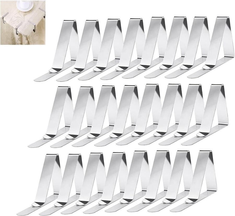 Tovbmup Tafelkleedklemmen RVS tafelkleedklemmen Voor binnen- en buitengebruik Tafelkleedklemmen Geschikt voor picknicks feesten bruiloften diners school Tafelkleedklemmen 24 stuks