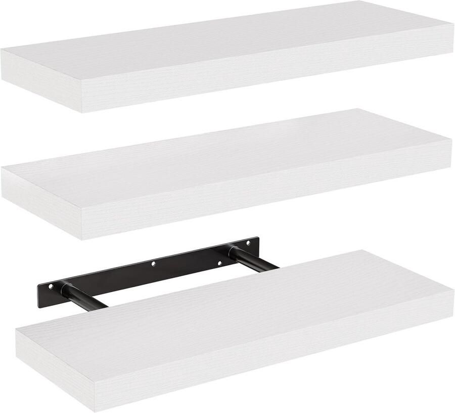 Tovbmup Wandplank Witte wandplank 40 cm Set van 3 Witte zwevende plank Moderne inrichting Strakke afwerking Geschikt voor slaapkamer keuken kantoor woonkamer