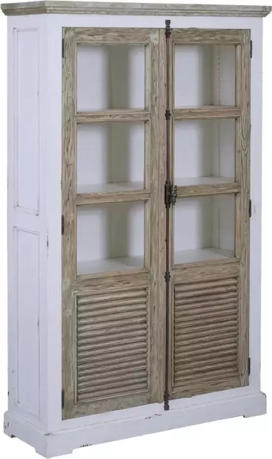 Tower Living amanda vitrinekast met 2 deurtjes grenenhout wit 120 x 40 x 190 (h) cm