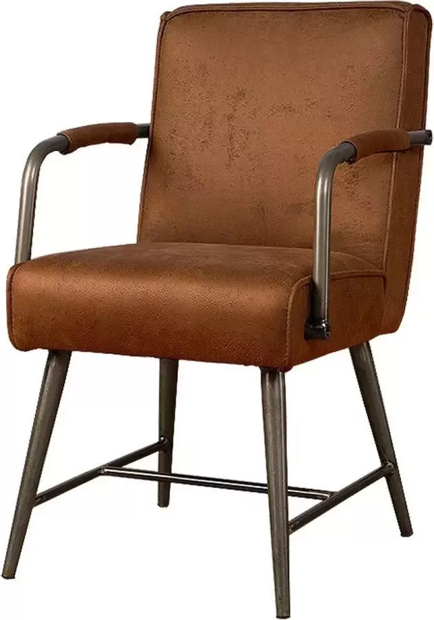 Tower Living belmonte eetkamerstoel met leuningen 100% polyester cognac 51 x 62 x 86 (h) cm