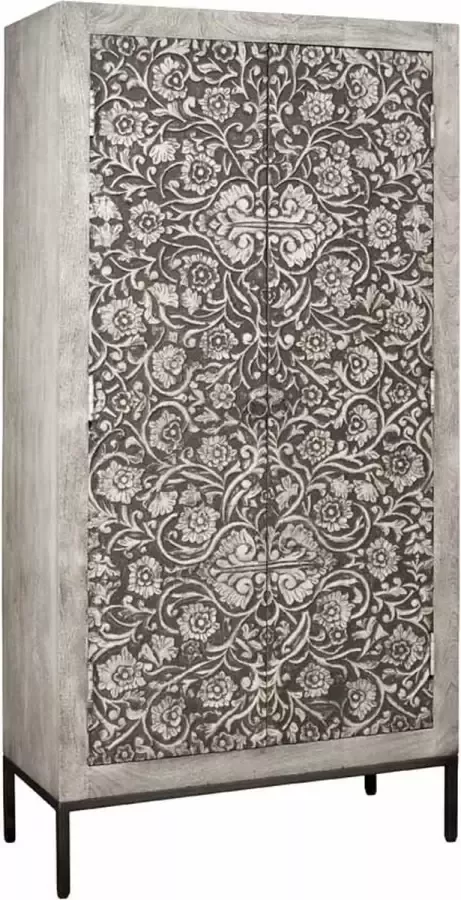 Tower Living borgia kast met 2 deurtjes hout whitewash 100 x 45 x 200 (h) cm