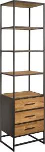 Tower Living felino boekenkast met 3 lades teakhout (gerecycled) bruin 60 x 45 x 220 (h) cm