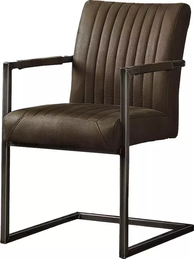 Tower Living ferro eetkamerstoel met leuningen 100% polyester donkerbruin 52 x 61 x 88 (h) cm