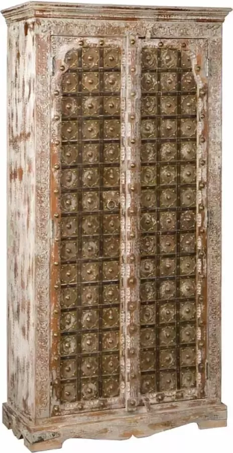 Tower Living istrana kast met 2 deurtjes mango hout whitewash 90 x 40 x 180 (h) cm