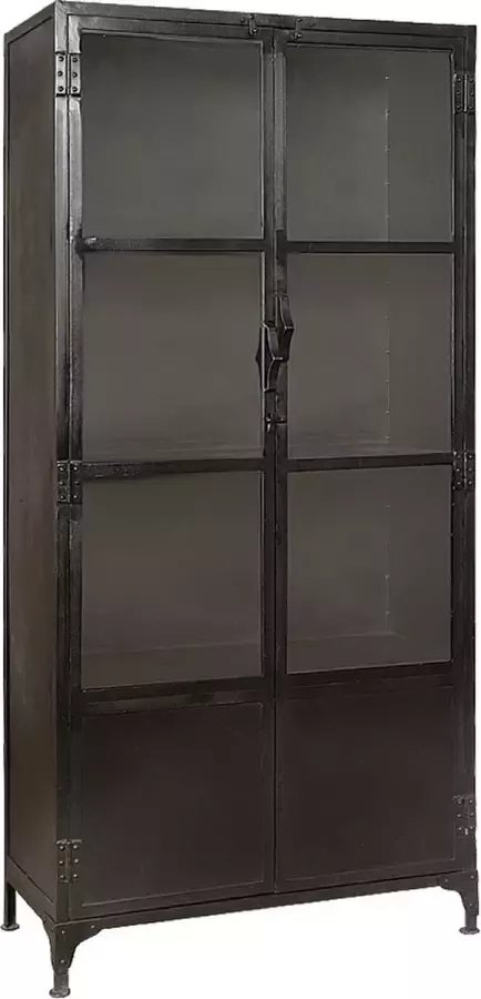 Tower Living km collection metalen vitrinekast met 2 deurtjes hout meerkleurig 90 x 40 x 192 (h) cm