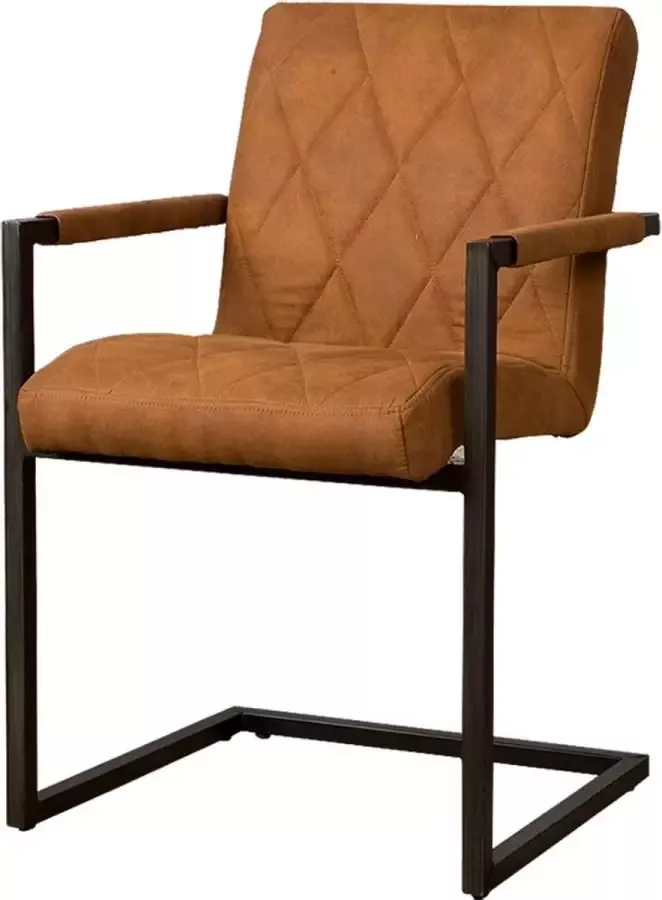 Tower Living lomba eetkamerstoel met leuningen 100% polyester cognac 56 x 59 x 87 (h) cm