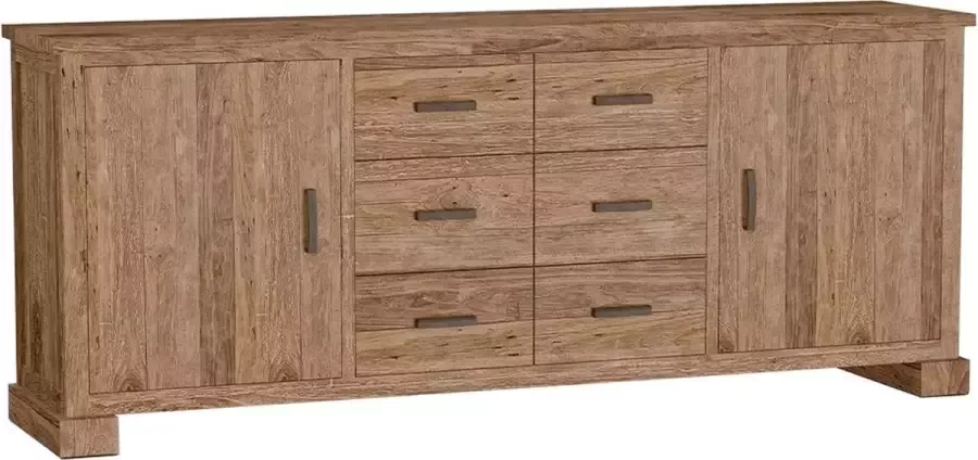 Tower Living lorenzo dressoir met 6 lades en 2 deurtjes teakhout (gerecycled) bruin 220 x 45 x 90 (h) cm