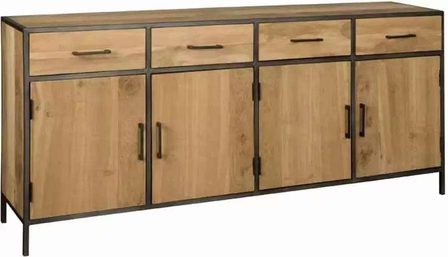 Tower Living luna dressoir met 4 lades en 4 deurtjes gefineerd eikenhout bruin 200 x 45 x 90 (h) cm