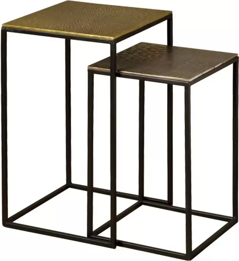 Tower Living mg collection bijzettafels set van 2 ijzer metallic 35 x 35 x 56 (h) cm