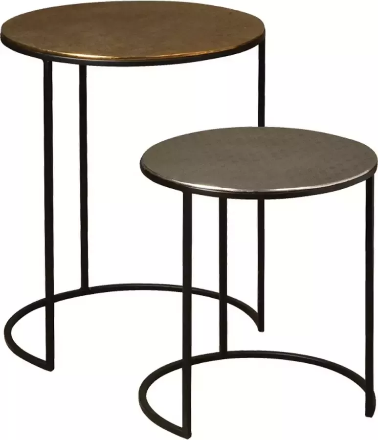 Tower Living mg collection bijzettafels set van 2 ijzer metallic ø 49 x 62 (h) cm