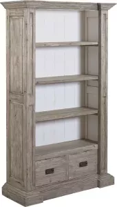 Tower Living monza boekenkast met 2 lades grenenhout whitewash 120 x 47 x 200 (h) cm