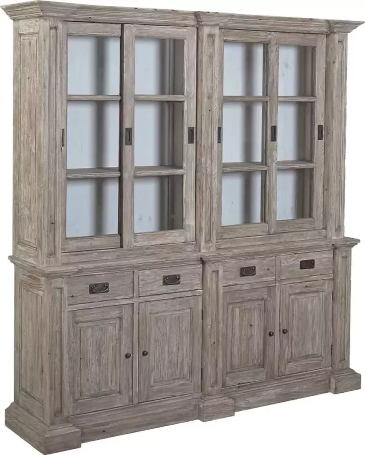 Tower Living monza wandkast met 4 lades en 8 deurtjes grenenhout whitewash 207 x 52 x 220 (h) cm - Foto 1