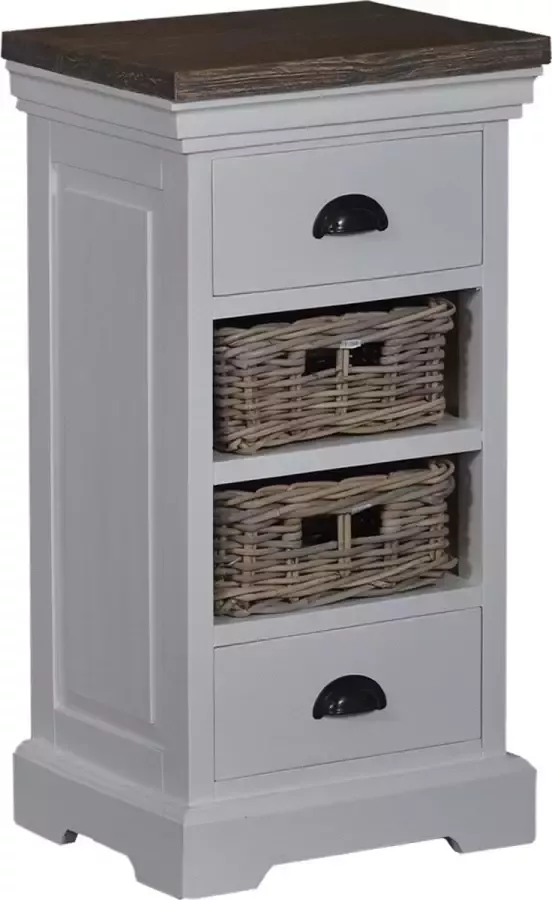 Tower Living napoli ladenkast met 4 lades teakhout (gerecycled) wit 40 x 30 x 75 (h) cm