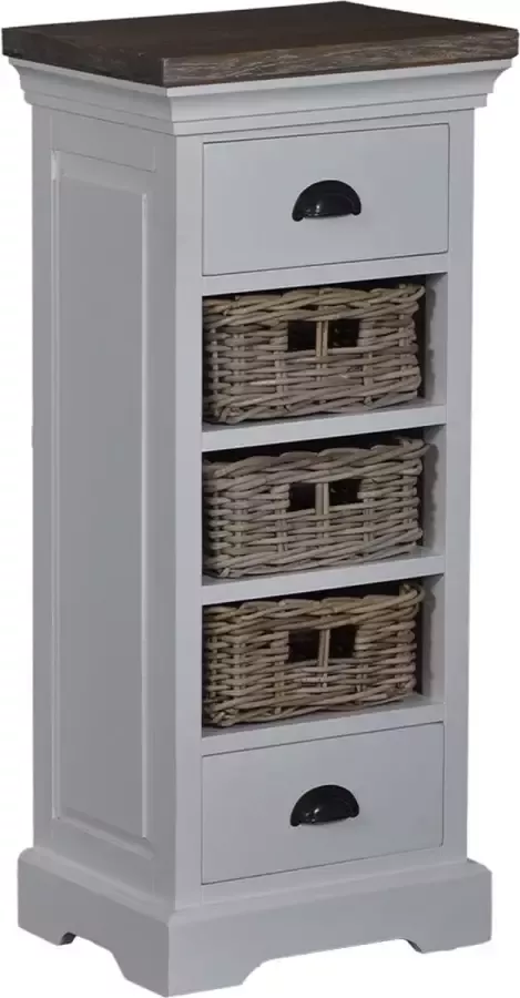 Tower Living napoli ladenkast met 5 lades teakhout (gerecycled) wit 40 x 30 x 90 (h) cm