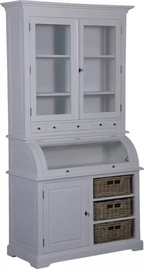 Tower Living napoli wandkast met 8 lades en 4 deurtjes teakhout (gerecycled) wit 113 x 53 x 210 (h) cm