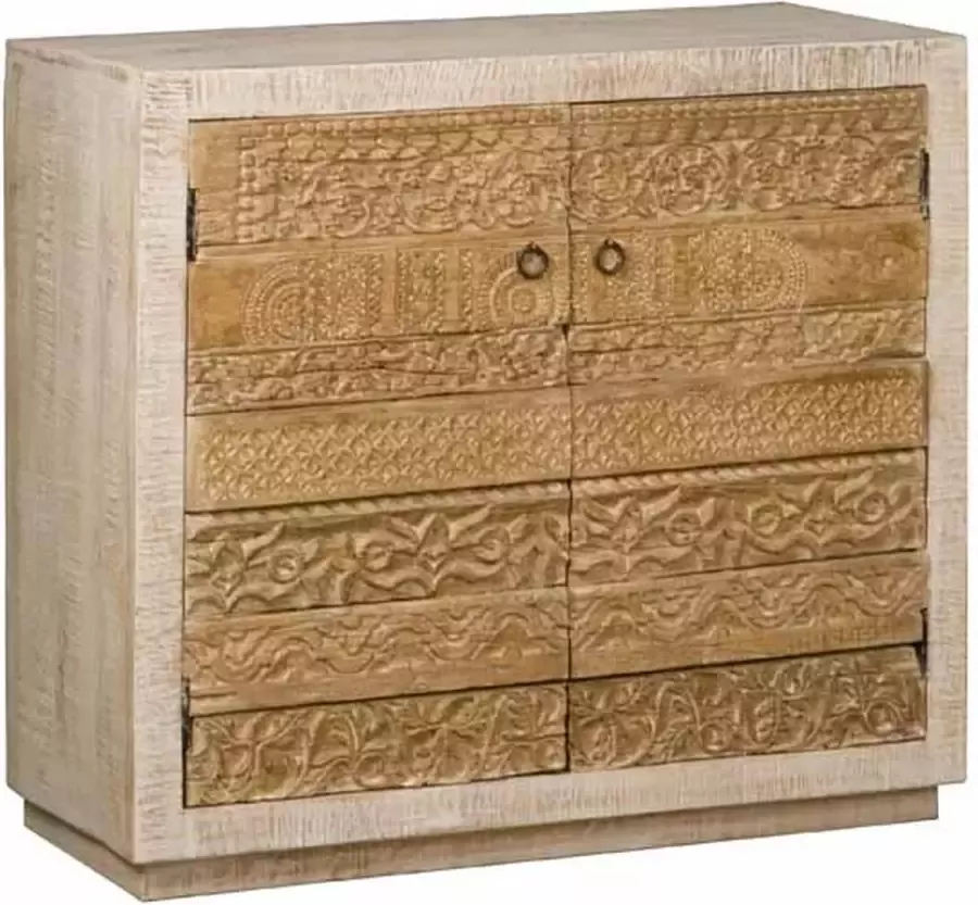 Tower Living naturno dressoir met 2 deurtjes hout whitewash 100 x 40 x 90 (h) cm