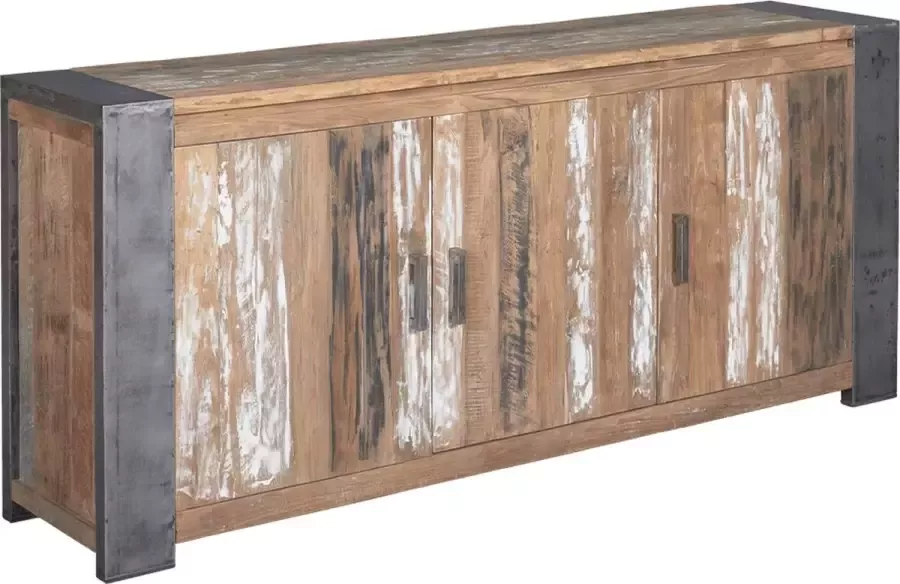 Tower Living novara dressoir met 3 deurtjes teakhout (gerecycled) blackwash 210 x 45 x 90 (h) cm