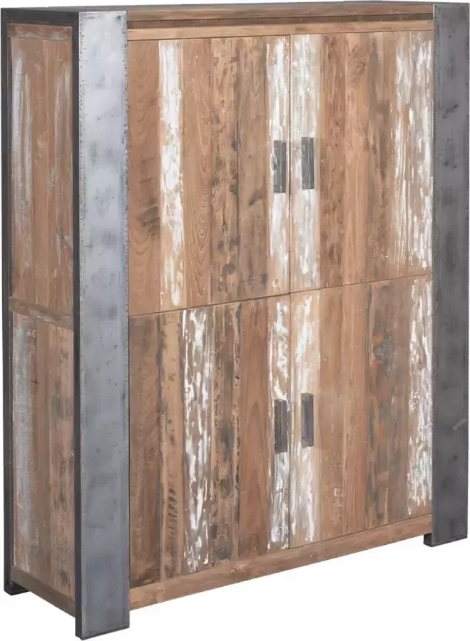 Tower Living novara kast met 4 deurtjes teakhout (gerecycled) blackwash 140 x 45 x 170 (h) cm - Foto 1
