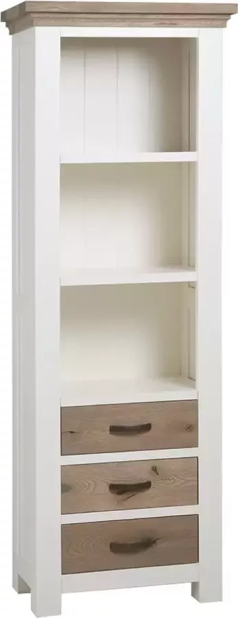 Tower Living parma boekenkast met 3 lades eiken- en grenenhout wit 70 x 40 x 195 (h) cm