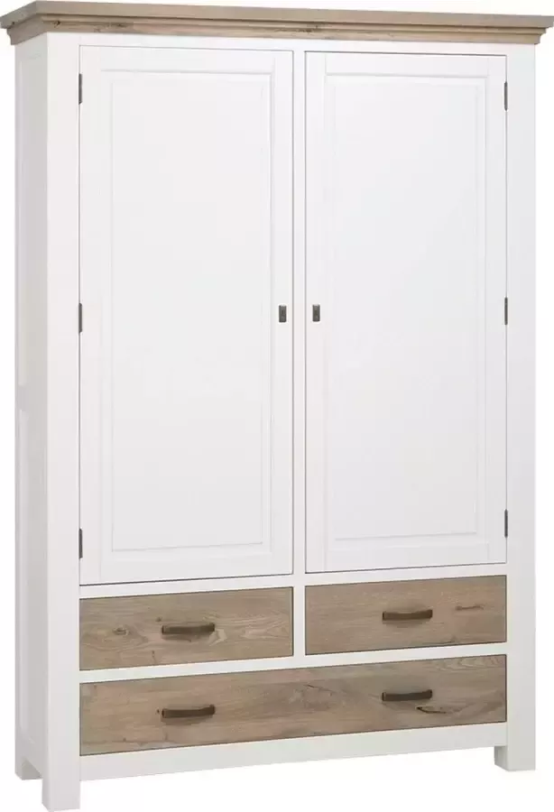 Tower Living parma kast met 3 lades en 2 deurtjes eiken- en grenenhout wit 140 x 45 x 200 (h) cm