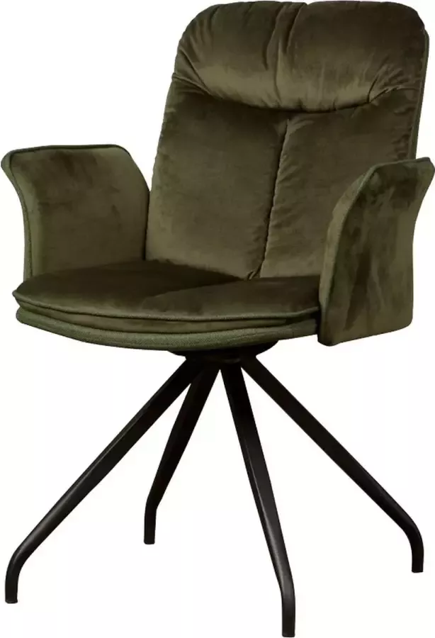 Tower Living rota draaibare eetkamerstoel met leuningen 100% polyester groen 64 x 69 x 90 (h) cm - Foto 1