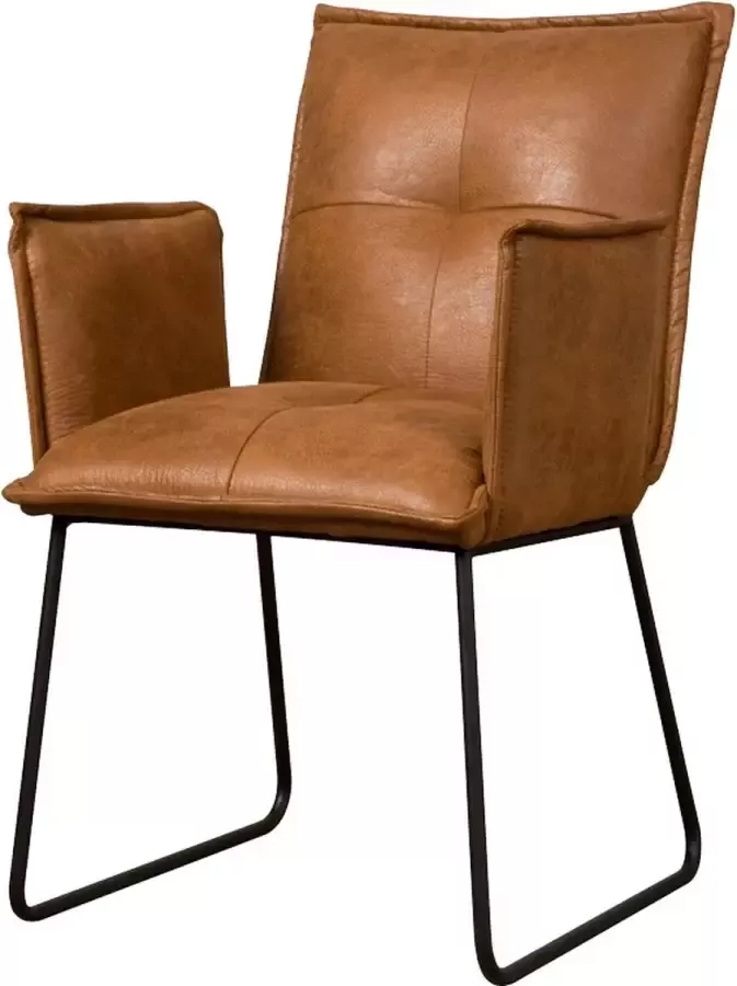 Tower Living seda eetkamerstoel met leuningen 100% polyester cognac 57 x 58 x 90 (h) cm