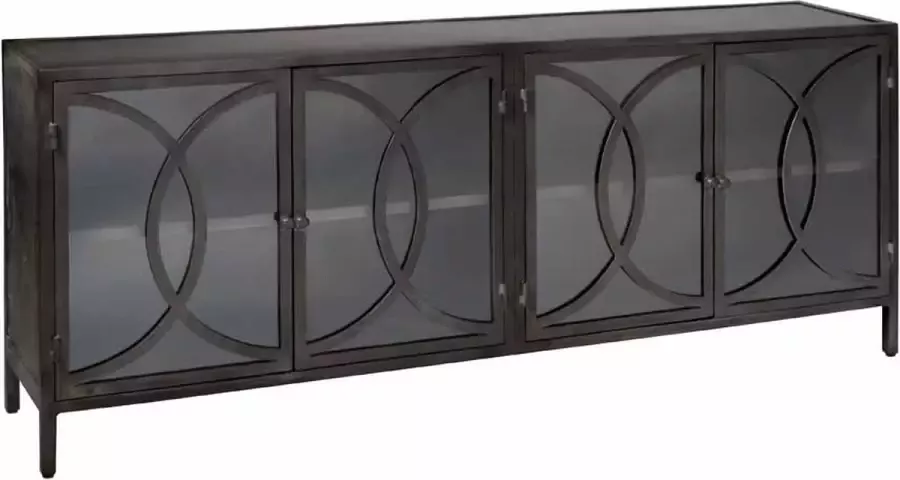 Tower Living stelvio dressoir met 4 deurtjes metaal zwart 200 x 81 x 81 (h) cm