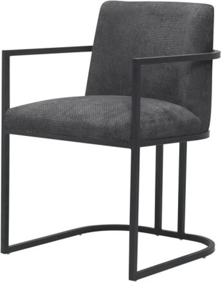 Tower Living Archi Eetkamerstoel met Armleuning – Japandi Stijl – Graphite – 55x60x83 cm