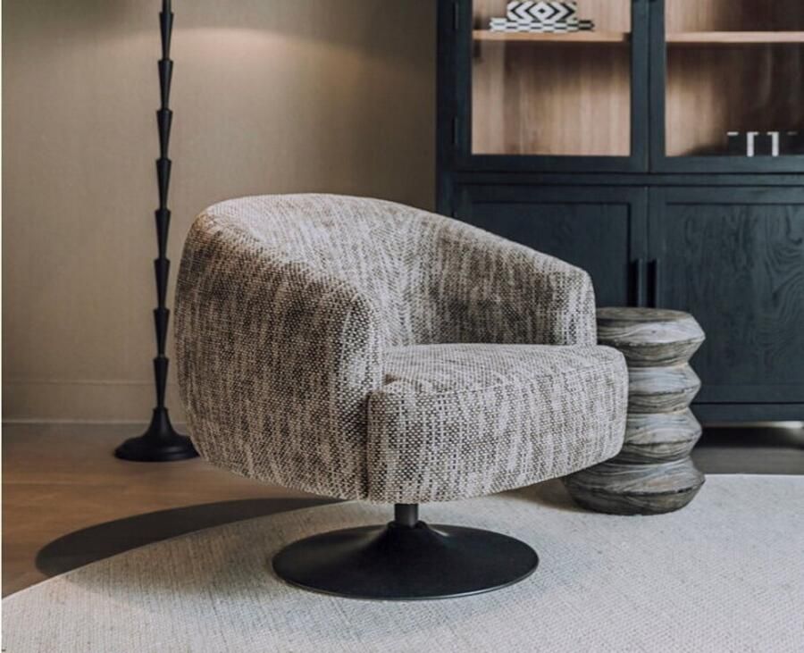 Tower Living Barga Fauteuil fabric TED 8 white-grey (draaibaar)