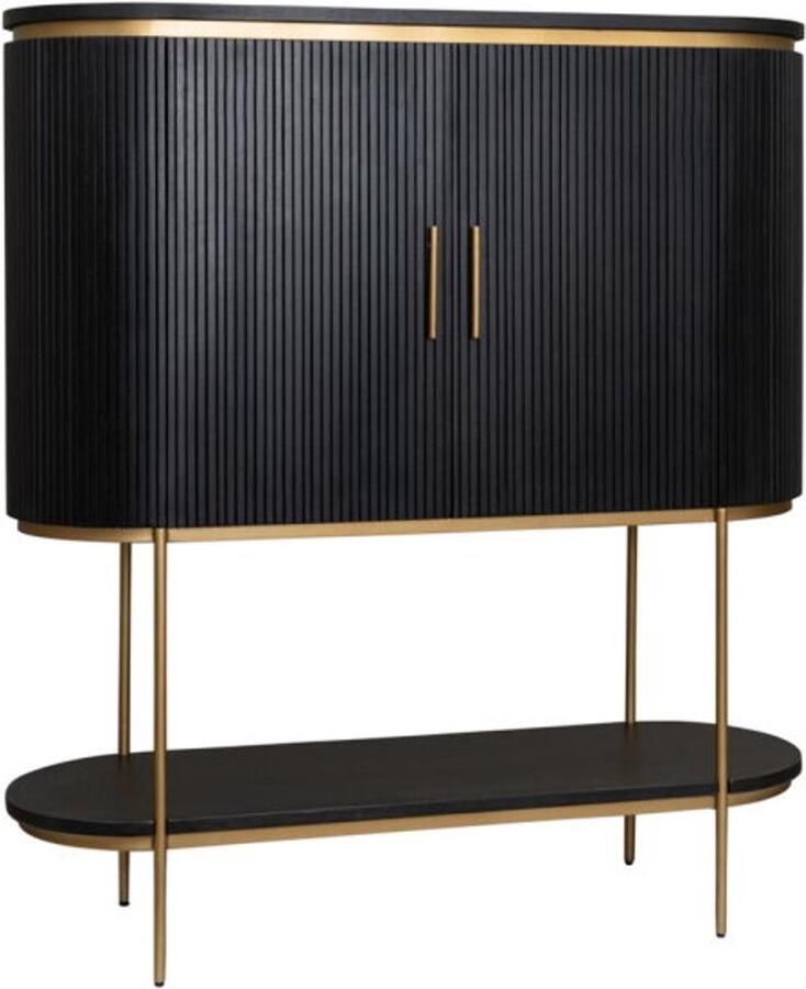 Tower Living Barkast Rivello mangohout 135x45x150 cm – Black Olive & Brass
