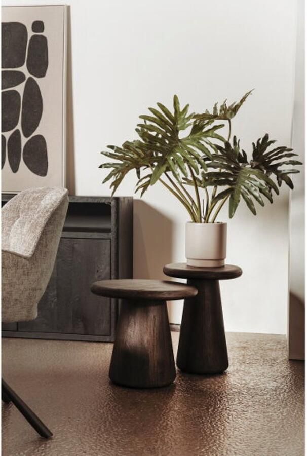 Tower Living Bijzettafel Asti rond mangohout 40 cm bruin